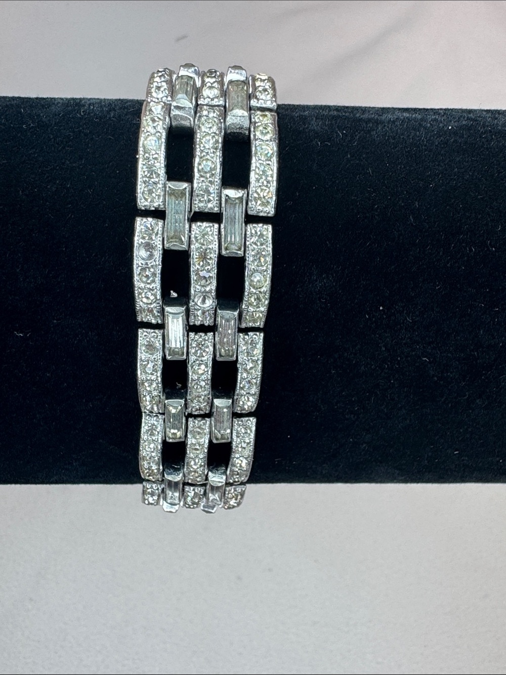 Silver Crystal Link Bracelet - Elegant Women's Jewelry